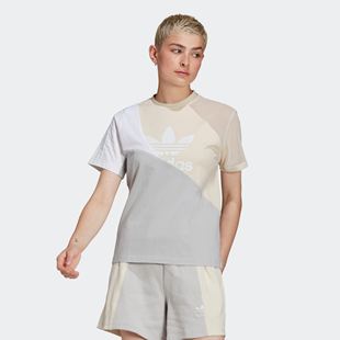 Adidas 女子三葉草拼接網紗運動短袖 圓領T恤 HC7041 阿迪達斯