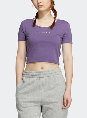 Adidas/阿迪达斯 三叶草女子复古短款运动短袖T恤 HZ5348 HZ5349