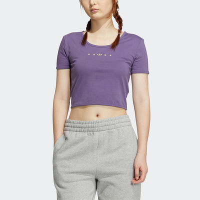 Adidas/阿迪达斯 三叶草女子复古短款运动短袖T恤 HZ5348 HZ5349