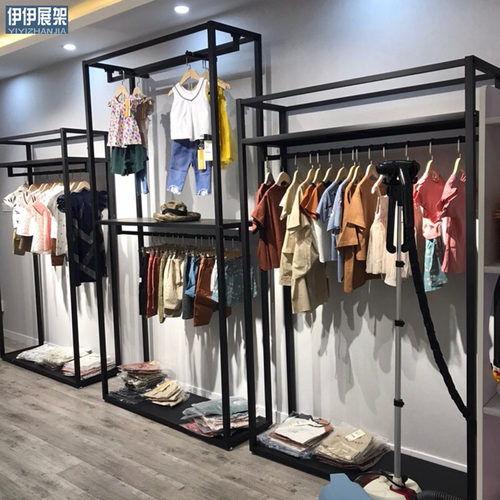 高档服装店展示架落地组合货架双层挂衣架男装店铺童装陈列架