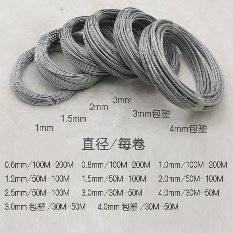软钢丝不锈钢钢丝绳晒晾衣绳毫米钢丝线钢绳细钢丝防W盗细软钢丝