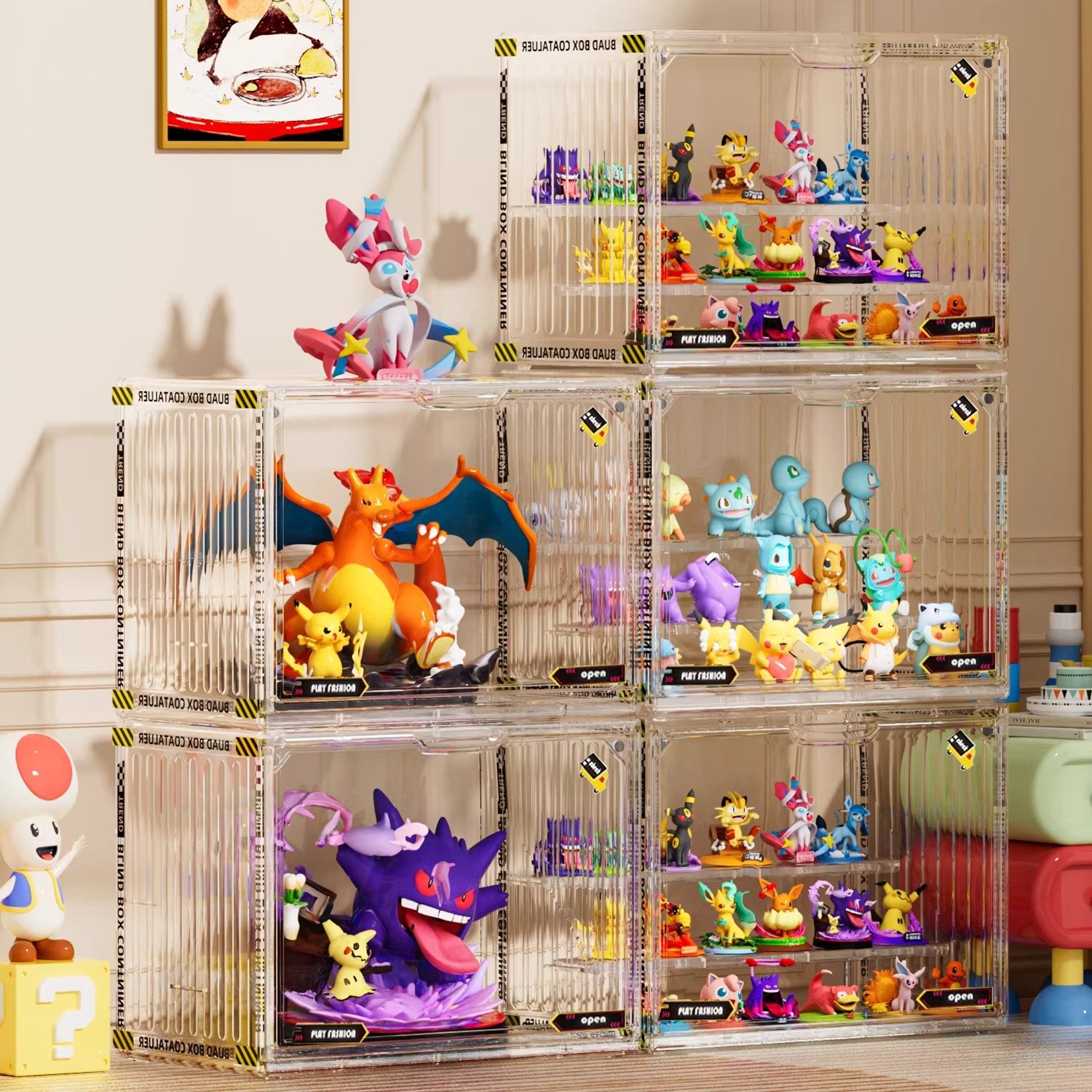盲盒收纳展示架宝可梦手办展示盒亚克力透明展示柜小摆件收纳盒子,收纳整理,手办收纳盒,淘宝优惠券,粉丝福利购,淘宝优惠卷