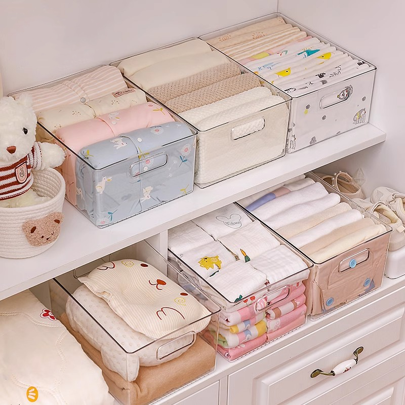 婴儿衣服收纳箱家用衣柜分层神器透明整理盒塑料筐宝宝裤子储物箱,收纳整理,收纳箱,淘宝优惠券,粉丝福利购,淘宝优惠卷
