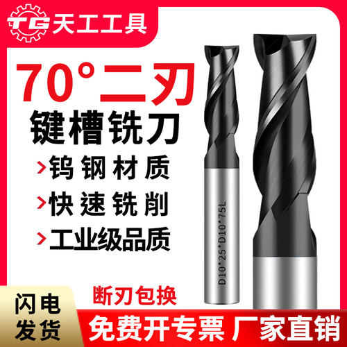 天工70度2刃平头钨钢铣刀
