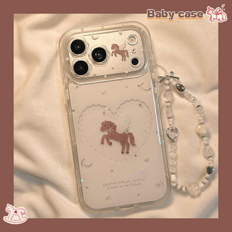 北比ins韩系闪粉镂空爱心小马适用苹果17手机壳iphone16promax新款15带链条17pro简约14小众女15pm卡通16全包,3C数码配件,手机保护套/壳,淘宝优惠券,粉丝福利购,淘宝优惠卷