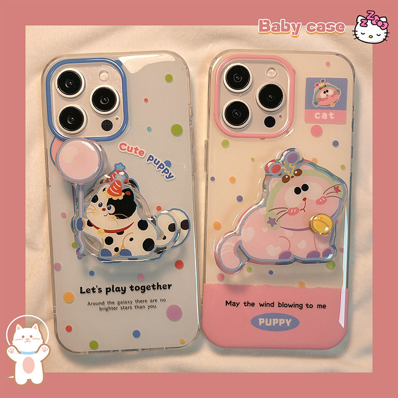 卡通可爱猫咪支架适用苹果手机壳