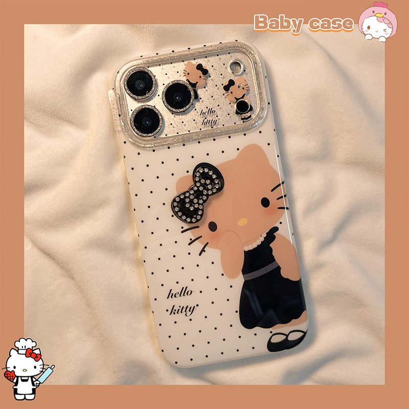日韩黑色波点KT猫适用苹果手机壳