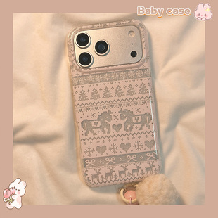 北比高级感镂空闪粉雪花小马适用iphone17手机壳苹果16promax新款 13小众16全包 15pro少女17pro日韩风14pm个性
