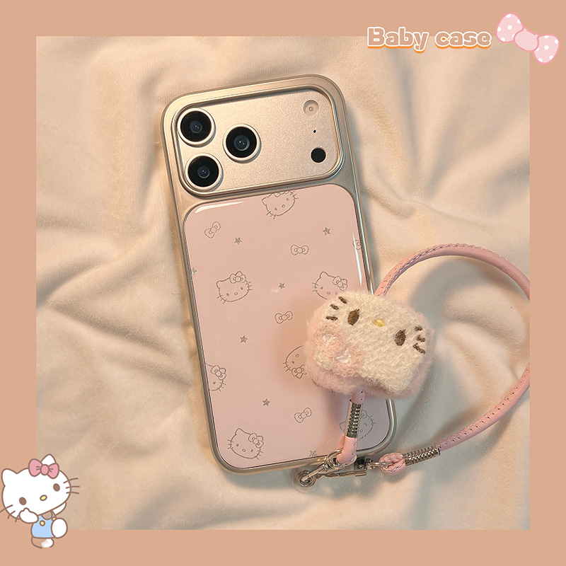 少女粉电镀银KT猫适用苹果手机壳