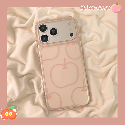 北比 韩系泡芙粉线条苹果适用苹果17promax手机壳iphone16pro新款13女14pro半透磨砂肤感15pro全包防摔手机套