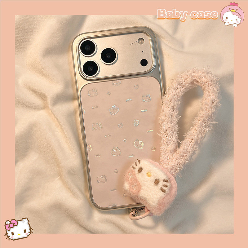 北比少女粉镭射线条kitty猫适用苹果17手机壳iphone16