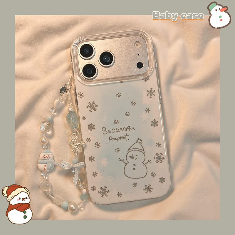 冬日晕染雪花雪人适用苹果手机壳