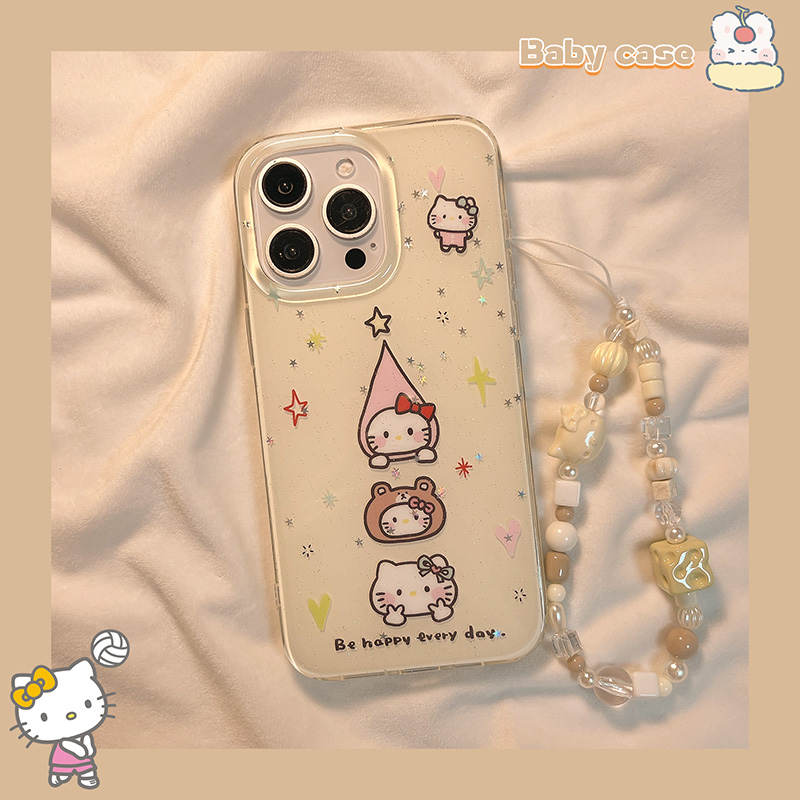 卡通闪粉星星KT猫适用苹果手机壳