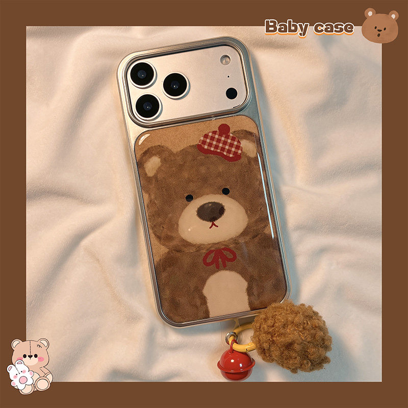 秋冬复古棕色小熊适用苹果手机壳