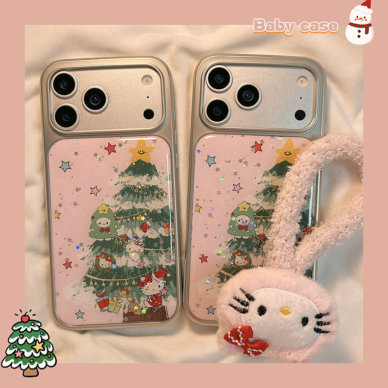 少女粉圣诞树KT猫适用苹果手机壳