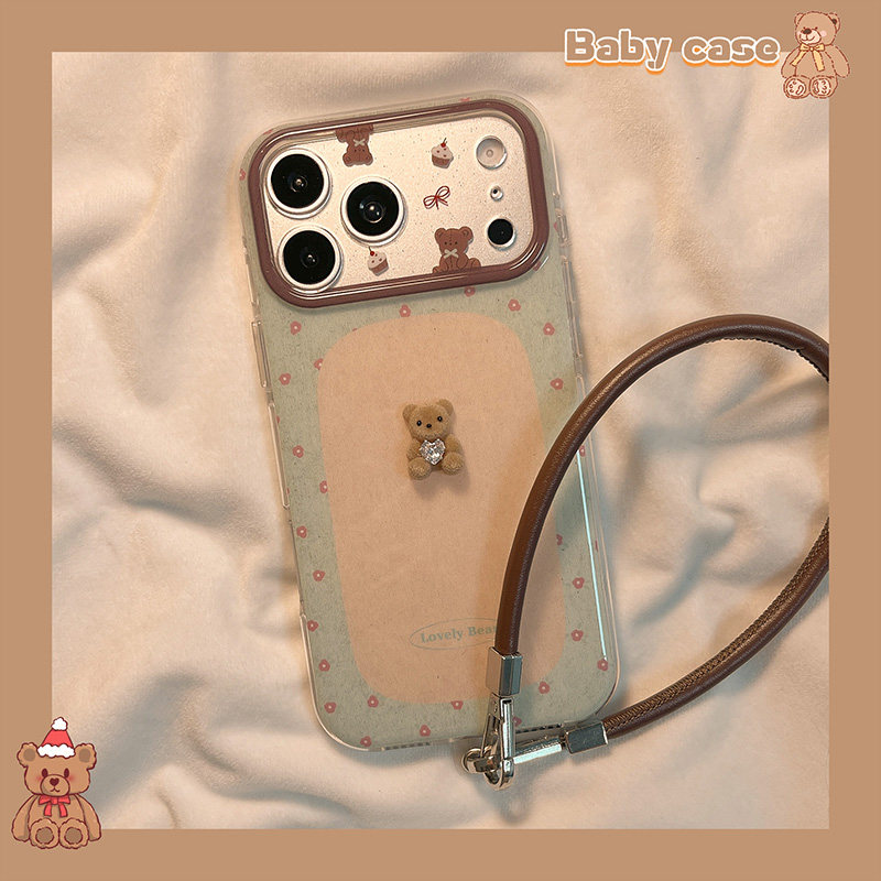 北比韩风ins碎花立体小熊适用iphone17pro手机壳苹果1