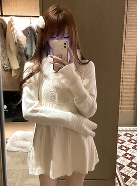 你的井井【中古旧梦】复古纯色麻花针织衫女秋冬毛衣U领打底上衣