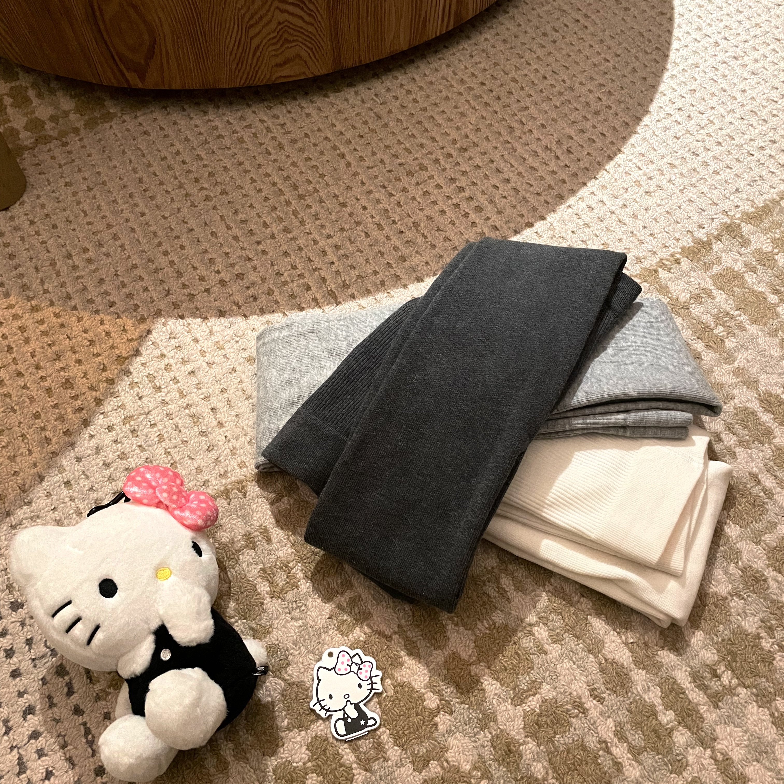 纯色针织竖条打底裤秋冬女