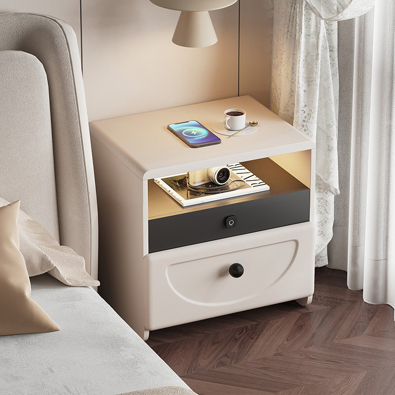 智能床头柜法式奶油风保险柜多功能床边柜带指纹锁卧室创意收纳柜,住宅家具,床头柜,淘宝优惠券,粉丝福利购,淘宝优惠卷