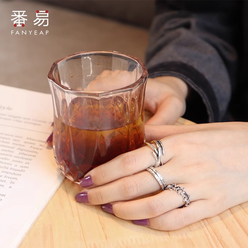 戒指/嘻哈A1P243-简约复古小众设计做旧时尚个性男潮开口食指网