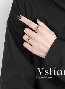 【布拉格】气质金色复古法式可调节轻奢时尚小众戒指