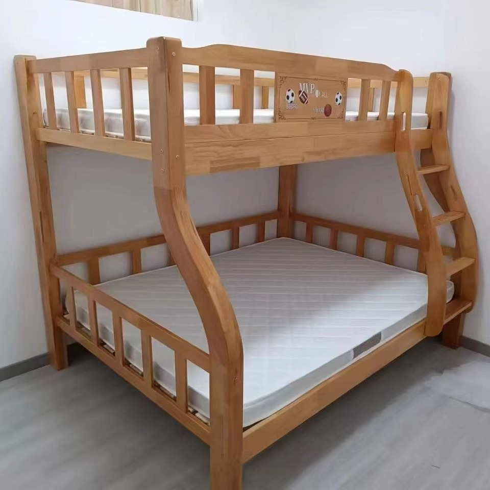 实木上下床橡木儿童床高低铺字母床子母床成年上下铺双层床高低床