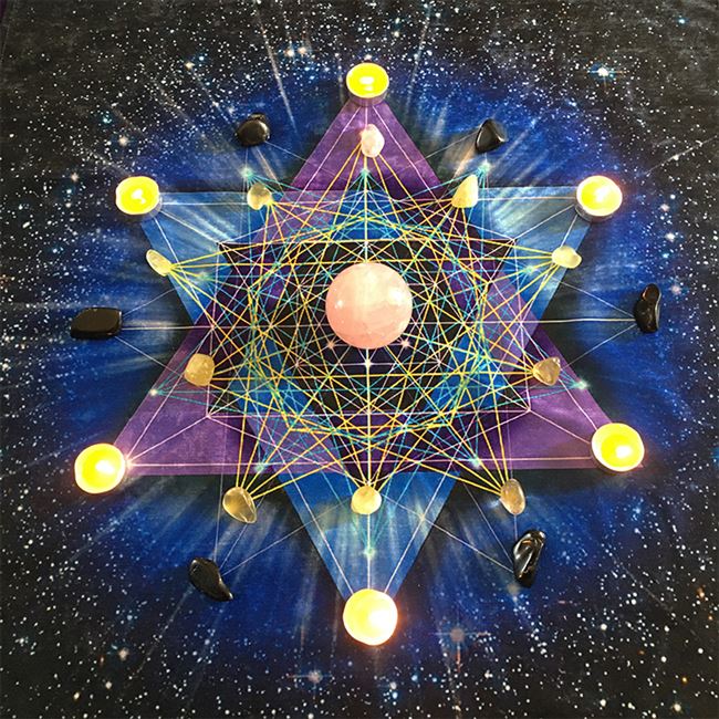 仪式布祭坛布塔罗布- 星空六芒星水晶布 桌布