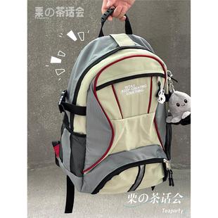 英国 MK DW覆古拼色设计大学生书包女 大容量双肩包男 工装潮流旅