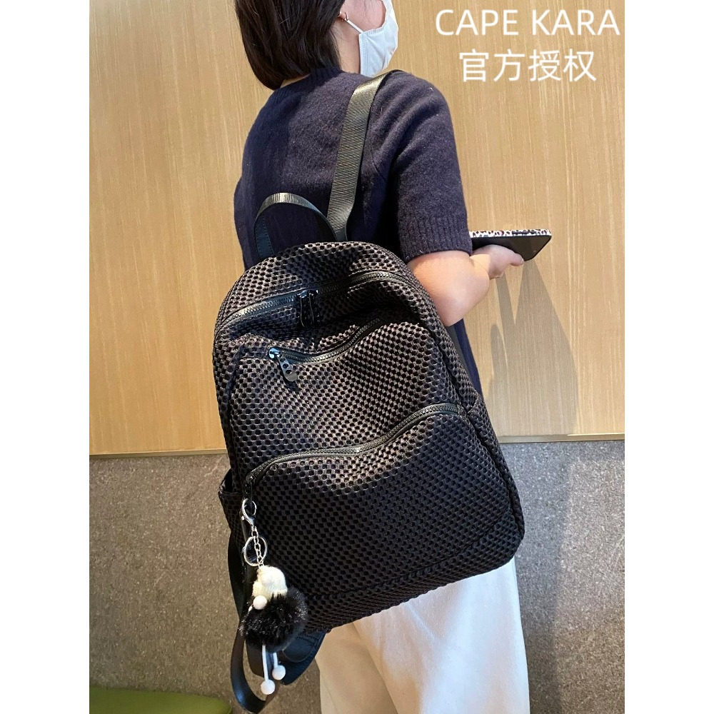 CapeKara黑色旅行背包女双肩