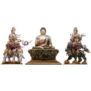 华严三圣铜像塑像善十方文殊师利普贤菩萨佛像京铜毗卢遮那佛台湾