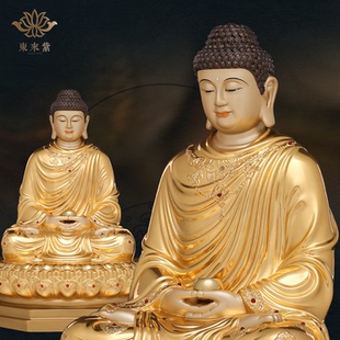 东来紫掐丝贴金镶宝披巾释迦牟尼成道佛家用铜装 饰工艺品京铜摆件