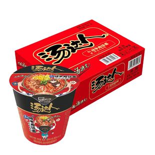 统一汤达人方便面12杯整箱桶装泡面韩式辣牛肉拉面宿舍速食小杯面