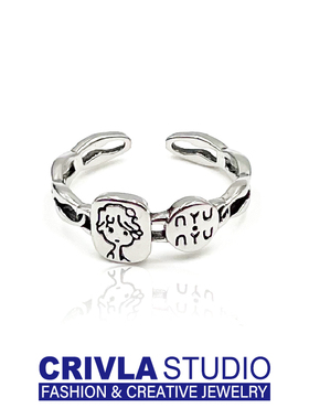 crivla韩版漫画风戒指insins潮