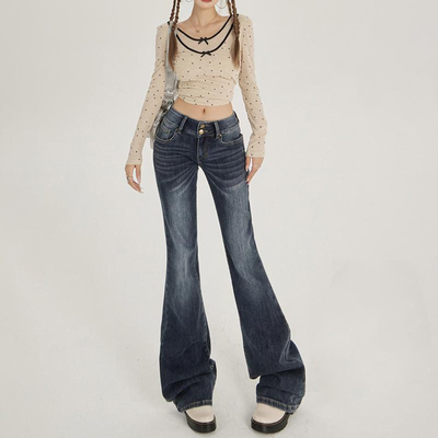 RNBN美式低腰微喇牛仔裤