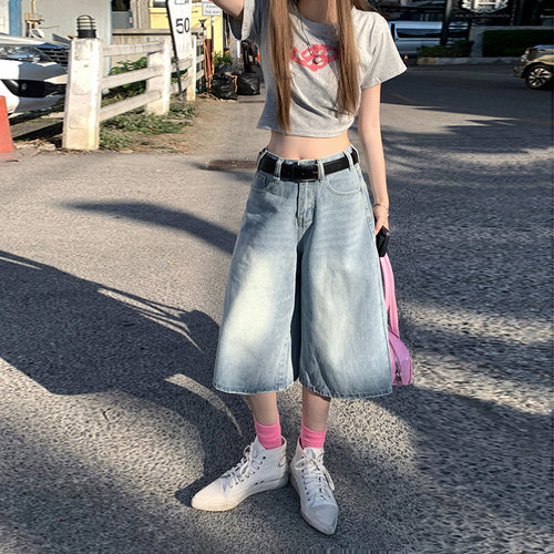 RNBN复古高腰阔腿裤女