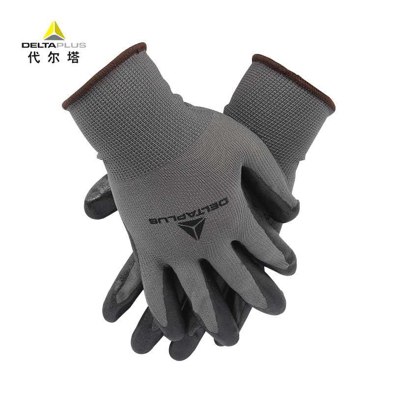代尔塔手套丁腈发泡涂层防护劳保防滑耐磨加厚建筑车间工厂针织