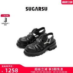迪丽热巴沈梦辰同款|SugarSu酥履25夏复古增高猪笼罗马厚底凉鞋女