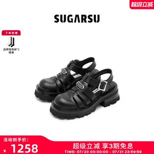 SugarSu酥履25夏復(fù)古增高豬籠羅馬厚底涼鞋 迪麗熱巴沈夢辰同款 女