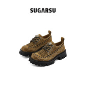 真皮单鞋 女 秋新款 复古流苏厚底德比鞋 佳雪佳敏 SUGARSU酥履