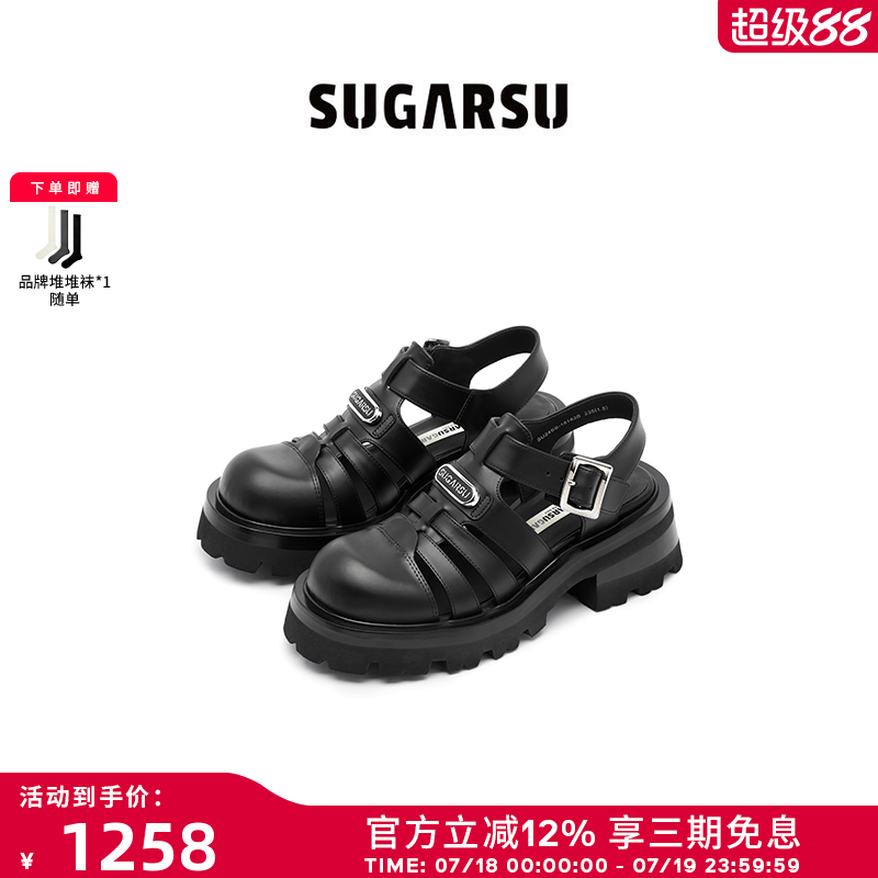 迪丽热巴同款|SugarSu酥履夏季新款复古增高罗马厚底凉鞋女