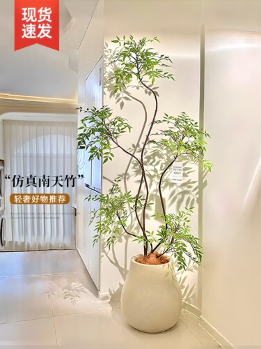 彷真绿植客厅盆栽室内大型沙发装饰摆件南天竹高级感彷生植物假树