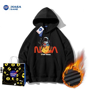 NASA GAME2023圆领连帽卫衣男女潮牌宽松百搭简约春季情侣上衣