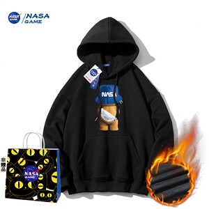 NASA GAME2023圆领连帽卫衣男女潮牌宽松百搭简约春季情侣上衣