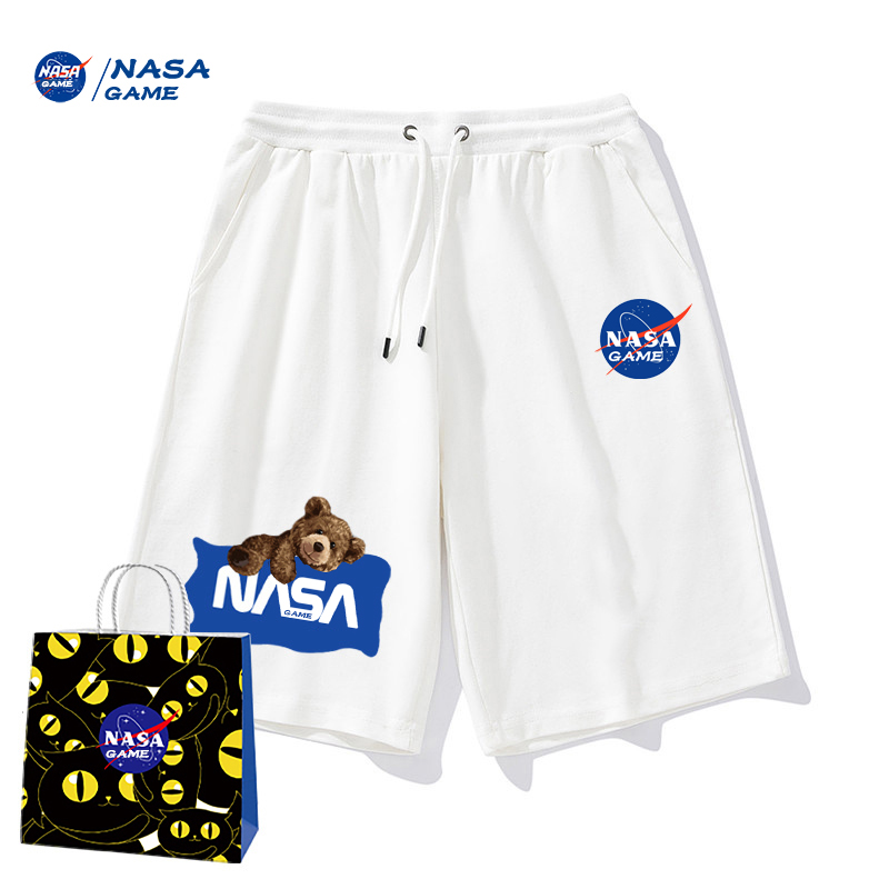 NASA GAME官网联名款新品2023纯棉五分裤短裤男女潮牌裤子情侣装