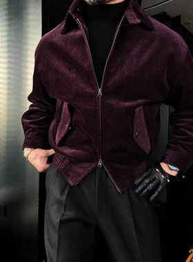 DRUNKCORNER 【灯芯绒棉服】翻领后皮标夹棉夹克外套短款男女同款