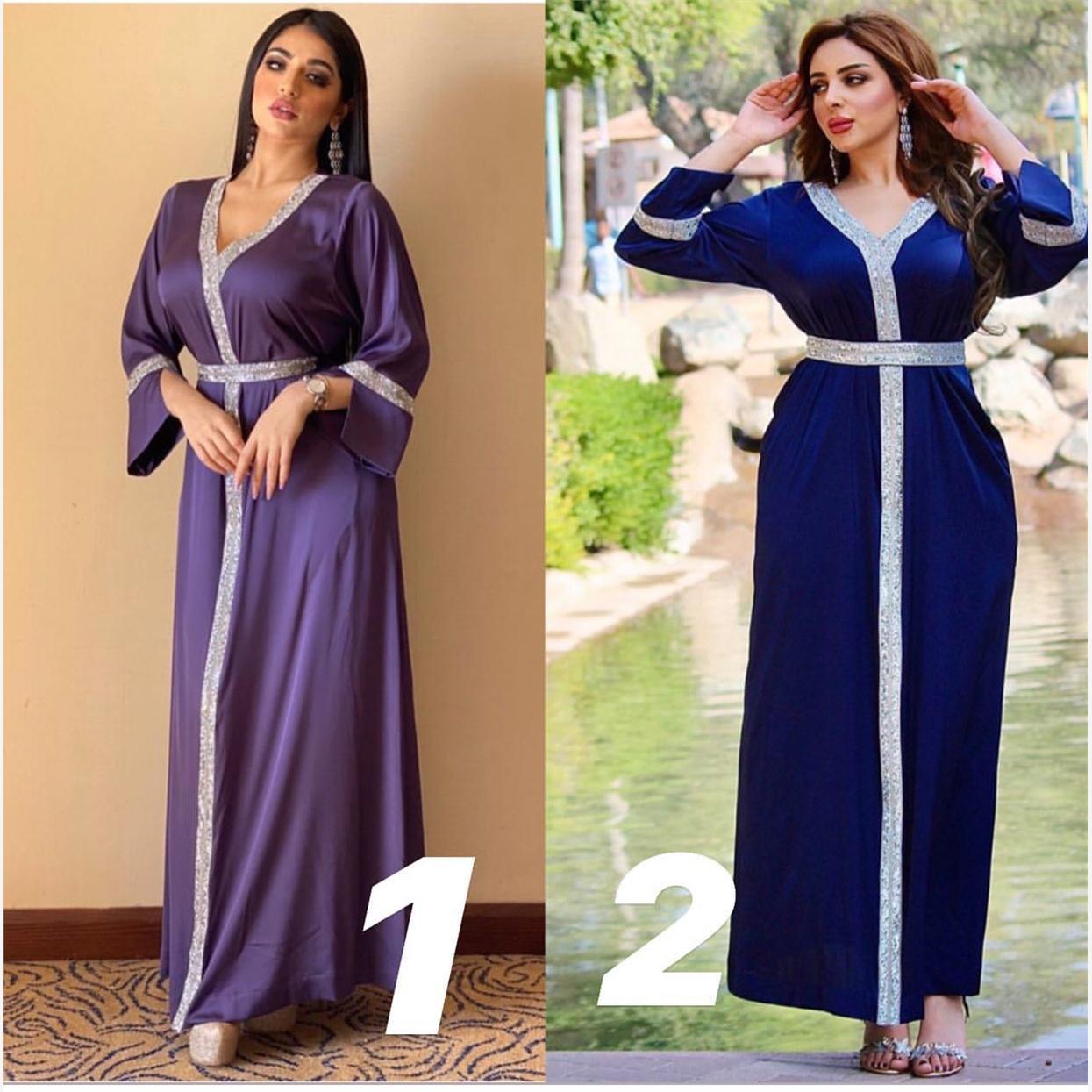 镶钻时尚腰带长袍女 New Turkey Fashion Long Robes Dress Women