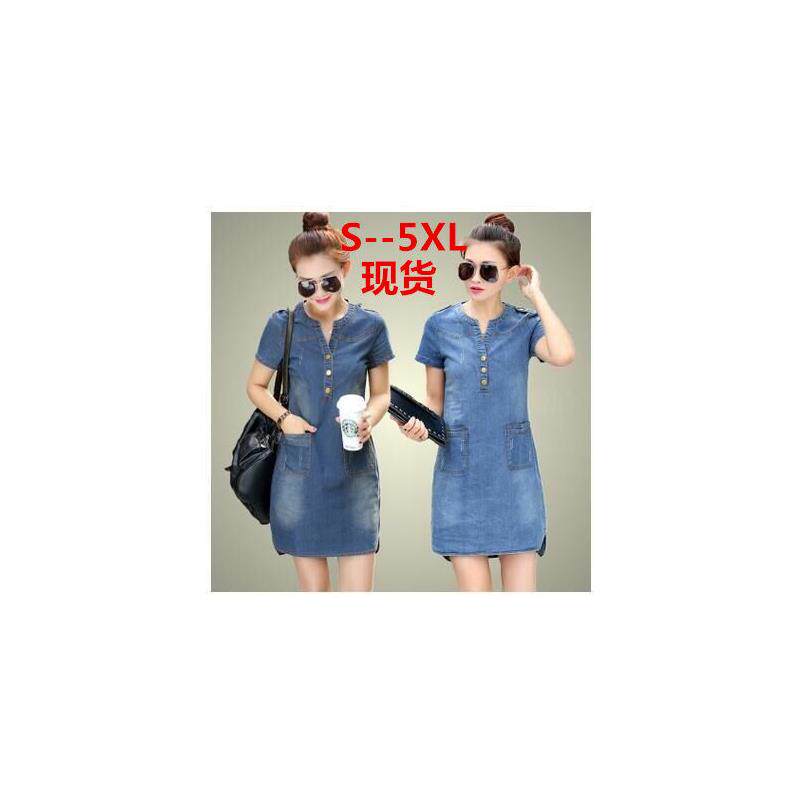 春夏韩版短袖牛仔连衣裙