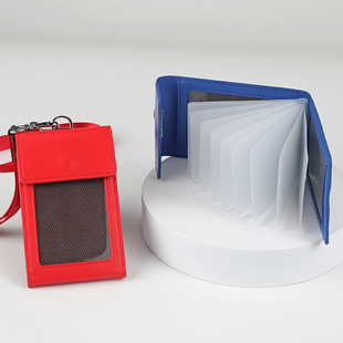 折叠工作证卡套带挂绳高档工作牌皮套门禁卡胸牌多卡位大容量证件套挂脖定制胸卡包挂脖学生校牌饭卡皮套定做