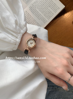 法国小众手表女款学生ins简约小巧精致时尚气质细皮带圆形小表盘