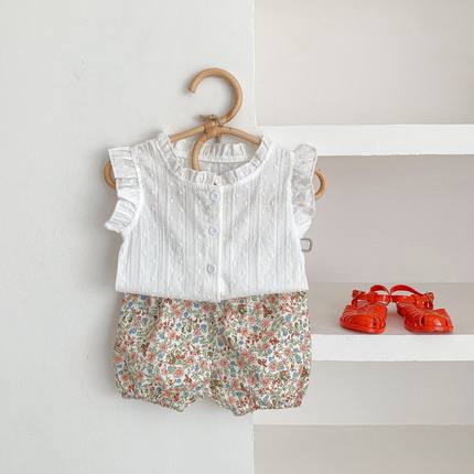 婴儿衣服夏装2023新款时髦洋气女童网红分体两件套女宝宝套装夏季